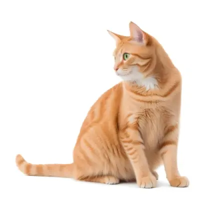 An Orange Tabby Cat With Green Eyes Sitting And Looking To The Side Isolated On A White Background 7 146e