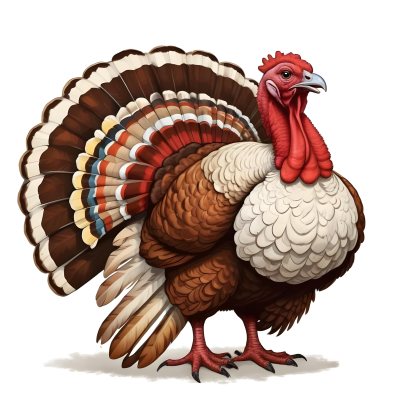 A Colorful Turkey With A Large Colorful Tail Feathers And A Red Wattle On Its Head Standing On A Plain Background 18 7810