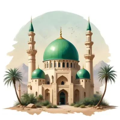 3d Model A Large Green Domed Mosque With Two Minarets Surrounded By Palm Trees And A Desert Landscape Figure Octane Render Volumetric Highly Detailed Videogame Aesthetic 21 6d15