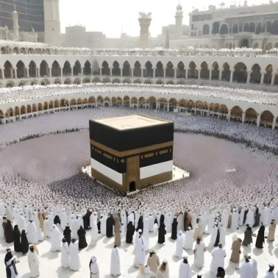 A Large Crowd Of Muslim Pilgrims Gathered Around The Kaaba The Sacred Islamic Site Located In The Center Of The Masjid Al Haram Mosque In Mecca Saudi Arabia The Kaaba Is Surrounded By A Large Open Courtyard Fi 5 E7d5