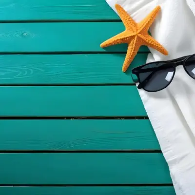A Starfish And Sunglasses On A White Towel On A White Wooden Surface Beach Vacation Concept Summer Vacation Tropical Bright Colors High Angle View 6 6761