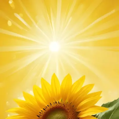 A Sunflower With Yellow Petals And A Yellow Center Bright Yellow Background With Bokeh Effect And Light Rays 11 3f5f
