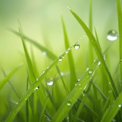 Blades Of Green Grass With Water Droplets Against A Blurred Green Background With Soft Lighting 2 B799