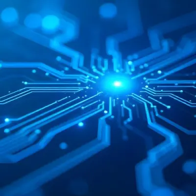 Blue Background With A Circuit Board Pattern The Lines Are White And There Are Small Dots Of Light At The Intersections 15 Fef0