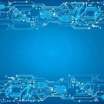 Blue Background With A Circuit Board Pattern The Lines Are White And There Are Small Dots Of Light At The Intersections 21 De58