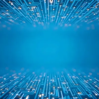 Blue Background With A Circuit Board Pattern The Lines Are White And There Are Small Dots Of Light At The Intersections 34 54c0