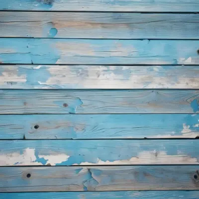 Blue Painted Wooden Planks With Peeling Paint Horizontal Arrangement Weathered Texture Rustic Charm Vintage Aesthetic Close Up Shot Natural Light Aged Appearance 12 6543