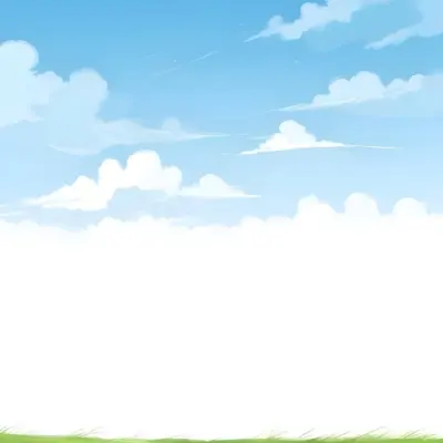 Blue Sky With Some Clouds And Green Grass At The Bottom White Background Vector Art Simple Illustration 5 801c