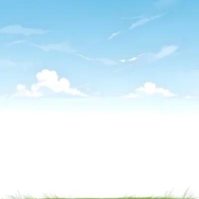 Blue Sky With Some Clouds And Green Grass At The Bottom White Background Vector Art Simple Illustration 7 F976