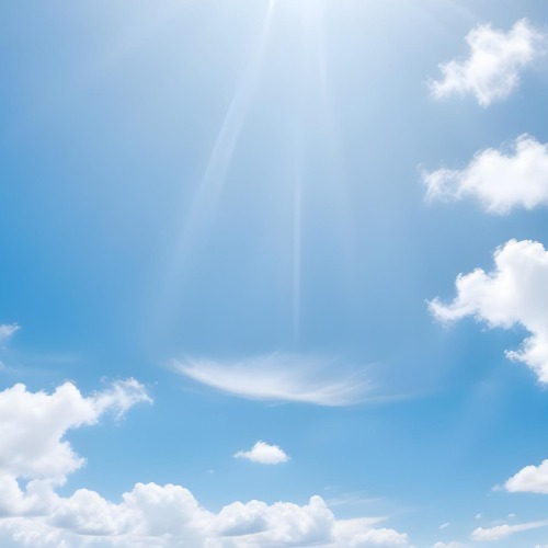 Bright Blue Sky With Fluffy White Clouds And Sunlight Beams Clear Night Sky With No Clouds And Harsh Sunlight 13 Cae7