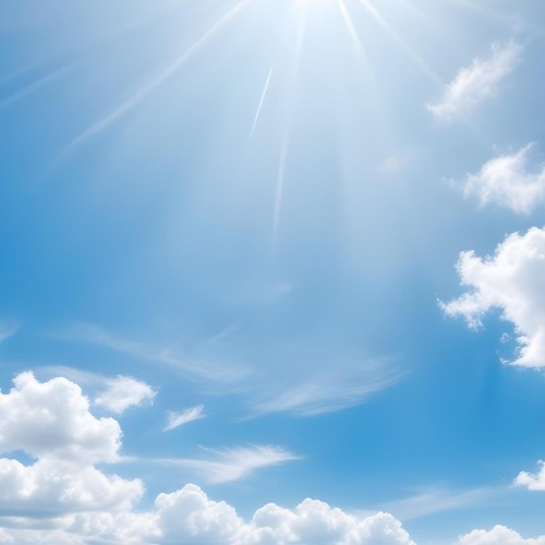 Bright Blue Sky With Fluffy White Clouds And Sunlight Beams Clear Night Sky With No Clouds And Harsh Sunlight 3 354e