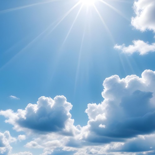 Bright Blue Sky With Fluffy White Clouds And Sunlight Beams Clear Night Sky With No Clouds And Harsh Sunlight 6 C35d