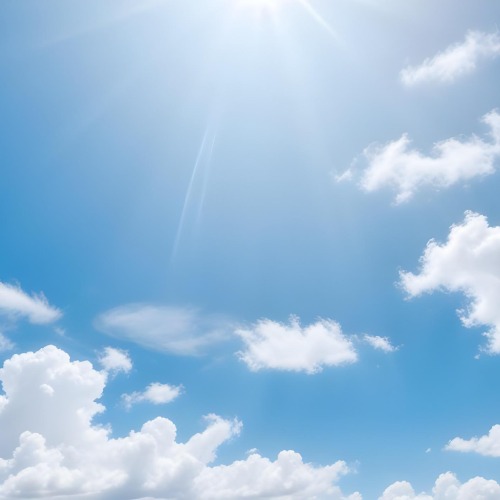 Bright Blue Sky With Fluffy White Clouds And Sunlight Beams Clear Night Sky With No Clouds And Harsh Sunlight 7 Fa1a