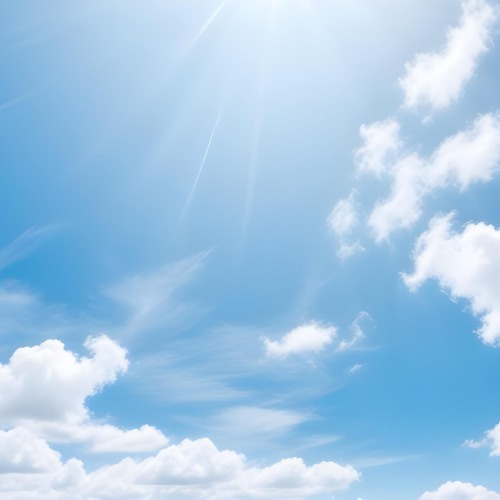 Bright Blue Sky With Fluffy White Clouds And Sunlight Beams Clear Night Sky With No Clouds And Harsh Sunlight 8 D723