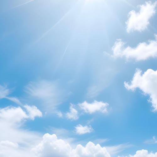Bright Blue Sky With Fluffy White Clouds And Sunlight Beams Clear Night Sky With No Clouds And Harsh Sunlight 9 D1fc