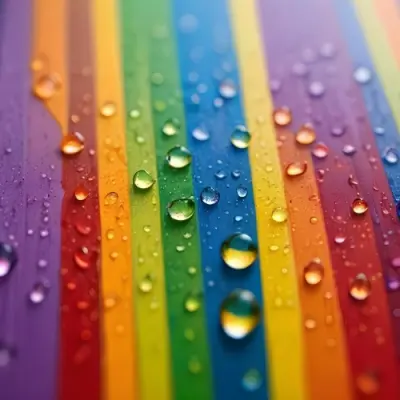 Colorful Vertical Stripes In Vibrant Hues Of Red Orange Yellow Green Blue And Purple With Water Droplets Clinging To The Surface Creating A Glossy Effect The Background Is Blurred Emphasizing The Vivid Colors A 13 9ff4