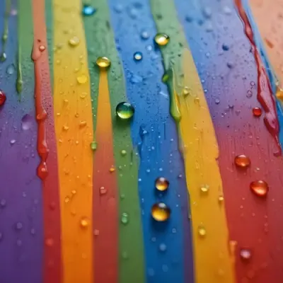 Colorful Vertical Stripes In Vibrant Hues Of Red Orange Yellow Green Blue And Purple With Water Droplets Clinging To The Surface Creating A Glossy Effect The Background Is Blurred Emphasizing The Vivid Colors A 8 7e30