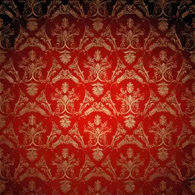 Digital Painting A Repeating Pattern Featuring Ornate Floral And Scroll Designs In Gold On A Rich Red Background With Black Accents At The Top And Bottom The Design Is Symmetrical And Intricate Creating A Luxurious Ap 8 D70d