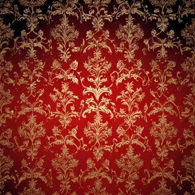 Digital Painting A Repeating Pattern Featuring Ornate Floral And Scroll Designs In Gold On A Rich Red Background With Black Accents At The Top And Bottom The Design Is Symmetrical And Intricate Creating A Luxurious Ap 9 47d2