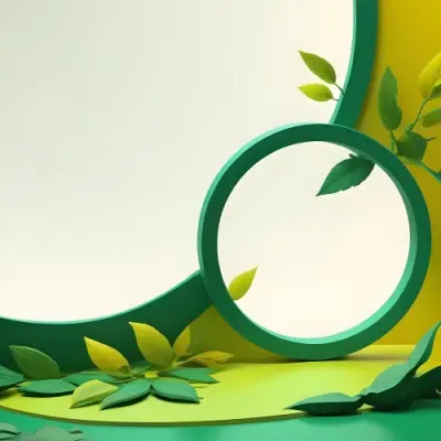 Digital Painting Abstract Background With Green And Yellow Gradient Yellow Circle In The Center Green Circle With Leaves On The Right Side Bold And Slim Lines Brush Strokes 22 1efb