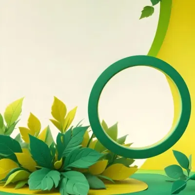 Digital Painting Abstract Background With Green And Yellow Gradient Yellow Circle In The Center Green Circle With Leaves On The Right Side Bold And Slim Lines Brush Strokes 57 Ef24