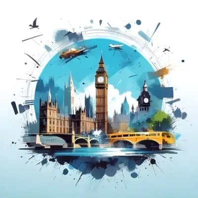 Digital Painting Big Ben And Other Monuments With A Blue Background Bold And Slim Lines Brush Strokes 31 Afc4
