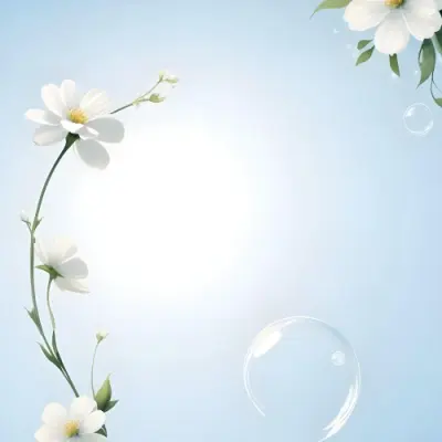 Digital Painting Bubbles And White Flowers On A White Background Clean And Simple Design Soft Lighting Minimalist Style Fresh And Airy Atmosphere Elegant And Modern Bold And Slim Lines Brush Strokes 8 B792