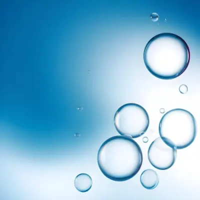 Digital Painting Bubbles Of Different Sizes Floating In The Air Some Of Them Are Grouped Together Light Blue Background With Some Blue Spots Bold And Slim Lines Brush Strokes 26 B864