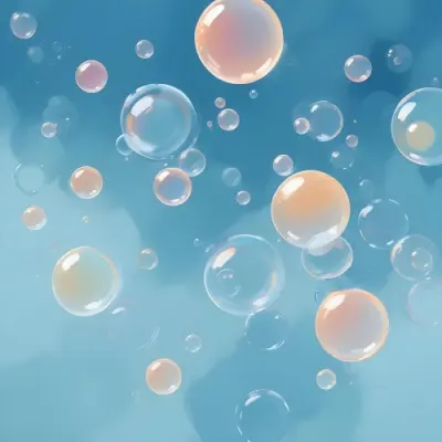 Digital Painting Bubbles Of Different Sizes Floating In The Air Some Of Them Are Grouped Together Light Blue Background With Some Blue Spots Bold And Slim Lines Brush Strokes 33 Aa60