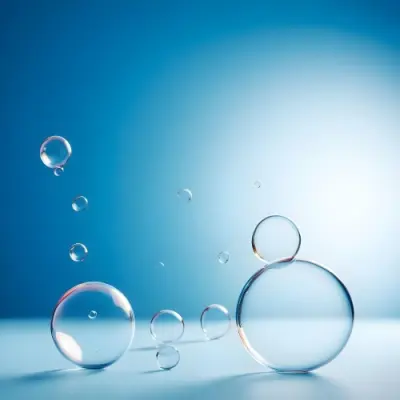 Digital Painting Bubbles Of Different Sizes Floating In The Air Some Of Them Are Grouped Together Light Blue Background With Some Blue Spots Bold And Slim Lines Brush Strokes 53 B147