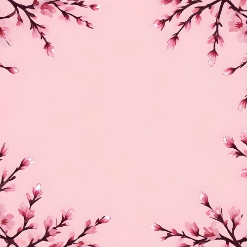 Digital Painting Cherry Blossom Branches With Pink Flowers Forming A Frame Light Pink Background Minimalist Design Flat Vector Illustration Floral Border Spring Theme Decorative Element Nature Inspired Design Bo 33 5d44