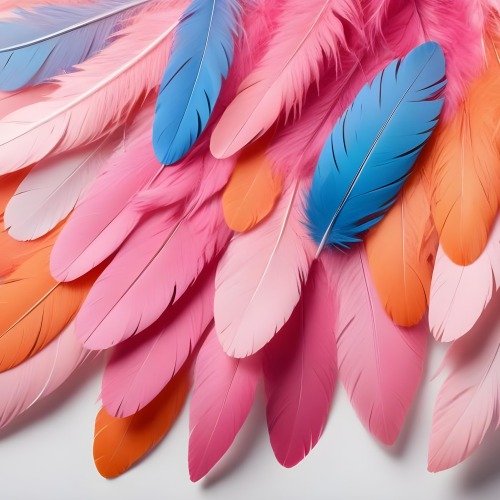 Digital Painting Colorful Feathers In Shades Of Pink Orange And Blue Against A White Background Bold And Slim Lines Brush Strokes 11 Cc87