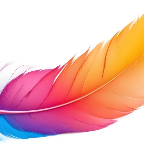 Digital Painting Colorful Feathers In Shades Of Pink Orange And Blue Against A White Background Bold And Slim Lines Brush Strokes 19 2c15