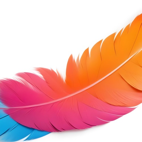 Digital Painting Colorful Feathers In Shades Of Pink Orange And Blue Against A White Background Bold And Slim Lines Brush Strokes 2 E842