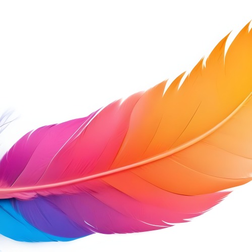 Digital Painting Colorful Feathers In Shades Of Pink Orange And Blue Against A White Background Bold And Slim Lines Brush Strokes 20 E5e1