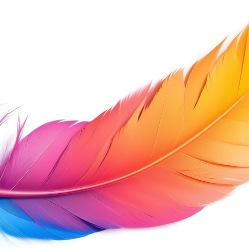 Digital Painting Colorful Feathers In Shades Of Pink Orange And Blue Against A White Background Bold And Slim Lines Brush Strokes 21 1aea