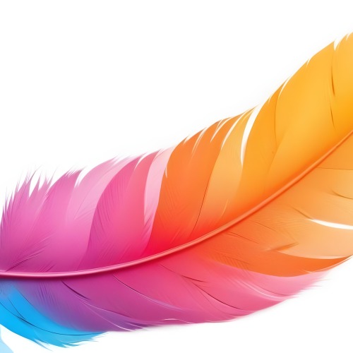 Digital Painting Colorful Feathers In Shades Of Pink Orange And Blue Against A White Background Bold And Slim Lines Brush Strokes 22 5255