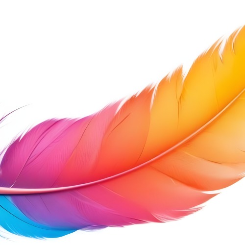Digital Painting Colorful Feathers In Shades Of Pink Orange And Blue Against A White Background Bold And Slim Lines Brush Strokes 23 7e47