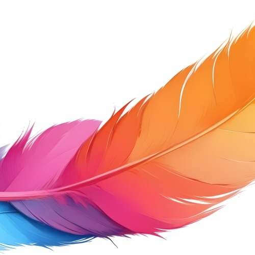 Digital Painting Colorful Feathers In Shades Of Pink Orange And Blue Against A White Background Bold And Slim Lines Brush Strokes 25 68b9