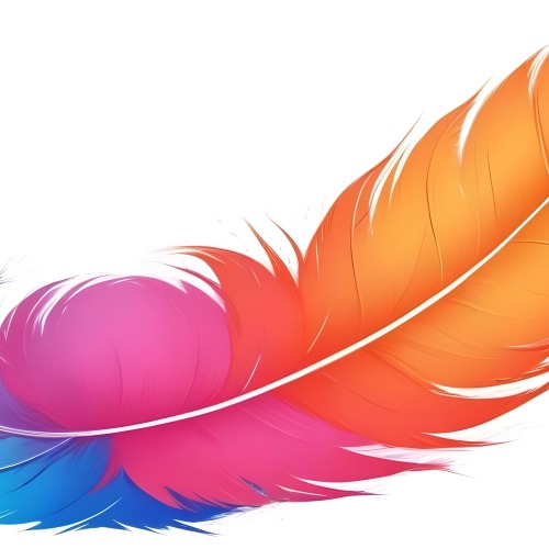 Digital Painting Colorful Feathers In Shades Of Pink Orange And Blue Against A White Background Bold And Slim Lines Brush Strokes 26 Fb37
