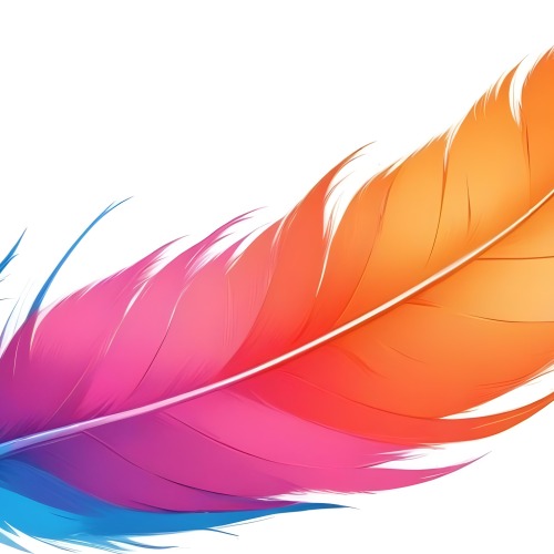 Digital Painting Colorful Feathers In Shades Of Pink Orange And Blue Against A White Background Bold And Slim Lines Brush Strokes 28 558c
