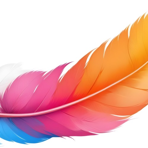 Digital Painting Colorful Feathers In Shades Of Pink Orange And Blue Against A White Background Bold And Slim Lines Brush Strokes 29 Cb3b