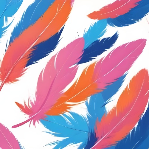 Digital Painting Colorful Feathers In Shades Of Pink Orange And Blue Against A White Background Bold And Slim Lines Brush Strokes 31 Ea0a