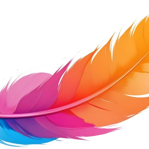 Digital Painting Colorful Feathers In Shades Of Pink Orange And Blue Against A White Background Bold And Slim Lines Brush Strokes 33 10b0
