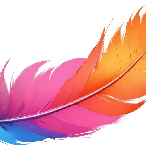 Digital Painting Colorful Feathers In Shades Of Pink Orange And Blue Against A White Background Bold And Slim Lines Brush Strokes 34 D182