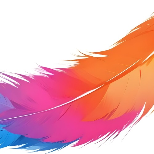 Digital Painting Colorful Feathers In Shades Of Pink Orange And Blue Against A White Background Bold And Slim Lines Brush Strokes 35 4a0f