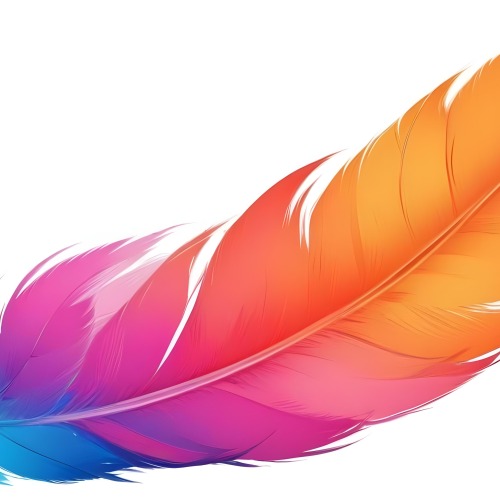 Digital Painting Colorful Feathers In Shades Of Pink Orange And Blue Against A White Background Bold And Slim Lines Brush Strokes 36 6f2e
