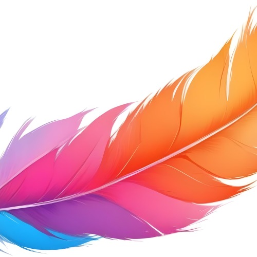 Digital Painting Colorful Feathers In Shades Of Pink Orange And Blue Against A White Background Bold And Slim Lines Brush Strokes 37 F277