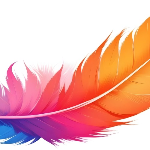Digital Painting Colorful Feathers In Shades Of Pink Orange And Blue Against A White Background Bold And Slim Lines Brush Strokes 38 6080