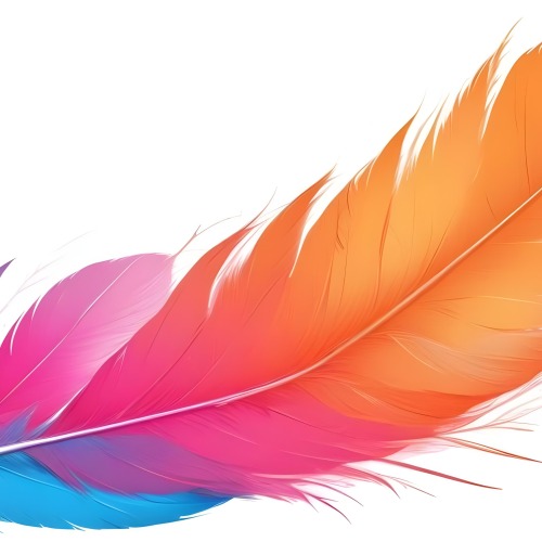 Digital Painting Colorful Feathers In Shades Of Pink Orange And Blue Against A White Background Bold And Slim Lines Brush Strokes 39 E423
